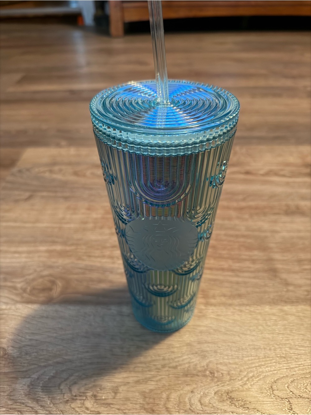 Starbucks Iridescent Blue Tall Reusable Cold Cup with Straw